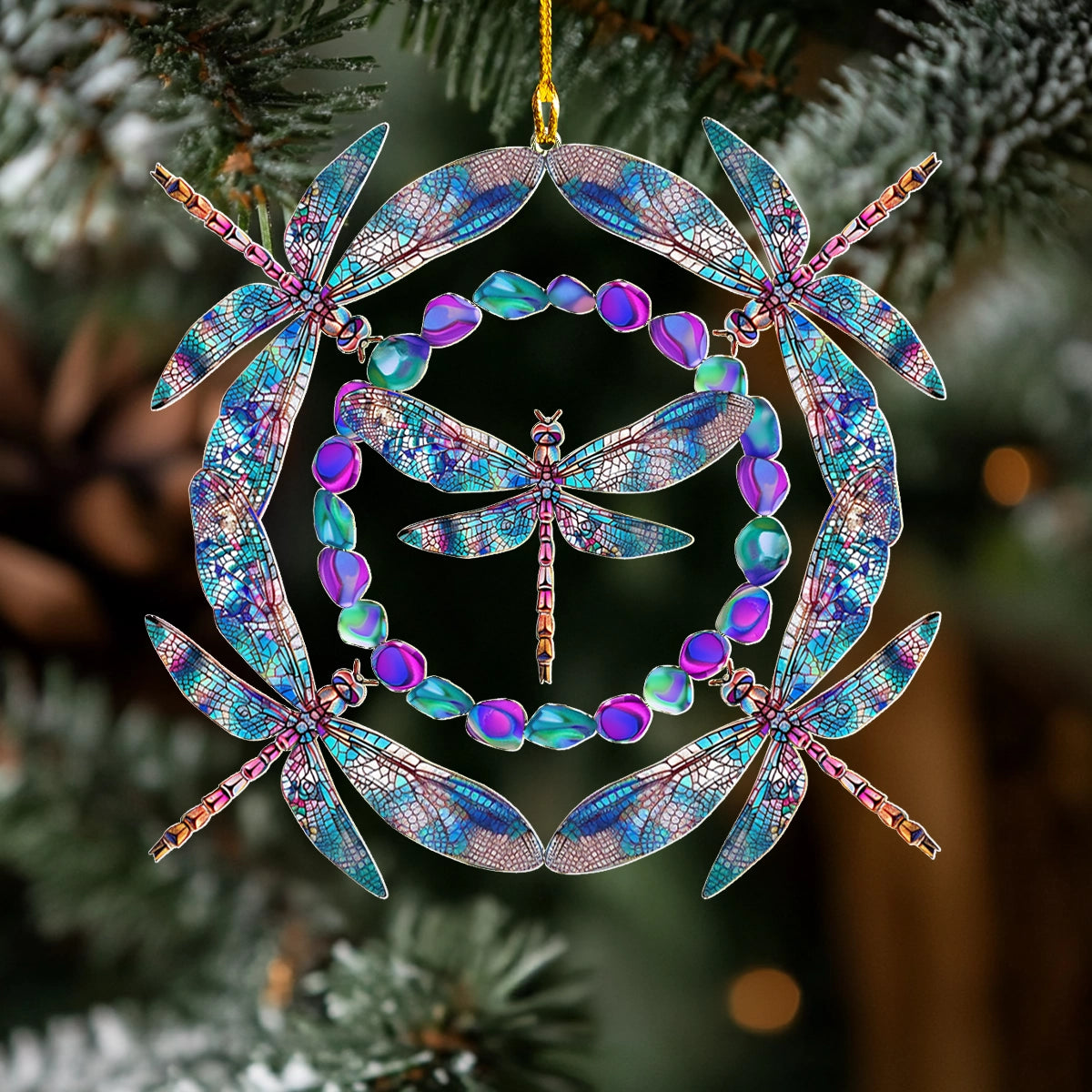 Acrylic Ornament Enchanted Dragonfly Dreamcatcher Festive Christmas Tree Ornament