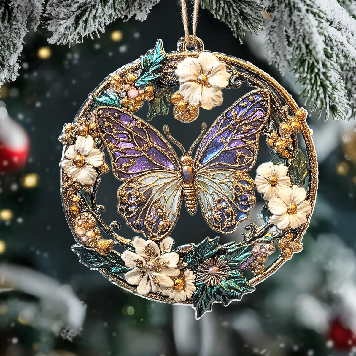 Acrylic Ornament Enchanted Garden Butterfly Exclusive Custom Print Gift Heartwarming Family Ornament Keepsake