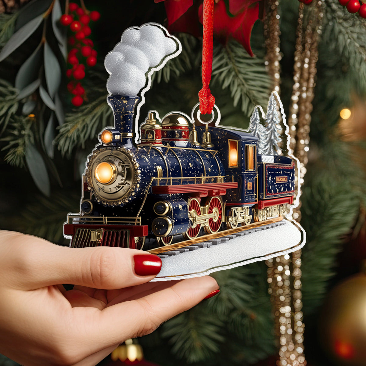 Acrylic Ornament Enchanted Holiday Train Magical Christmas Spirit Ornament