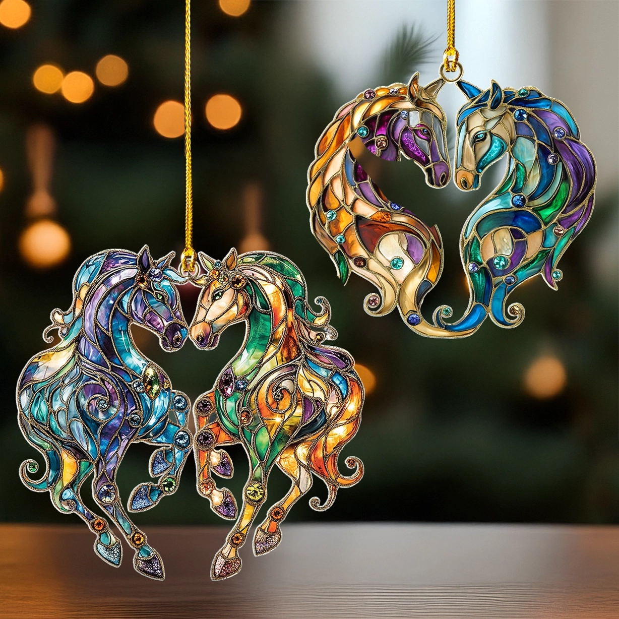Acrylic Ornament Enchanted Horse Duo Beautiful Home Ornament Gift