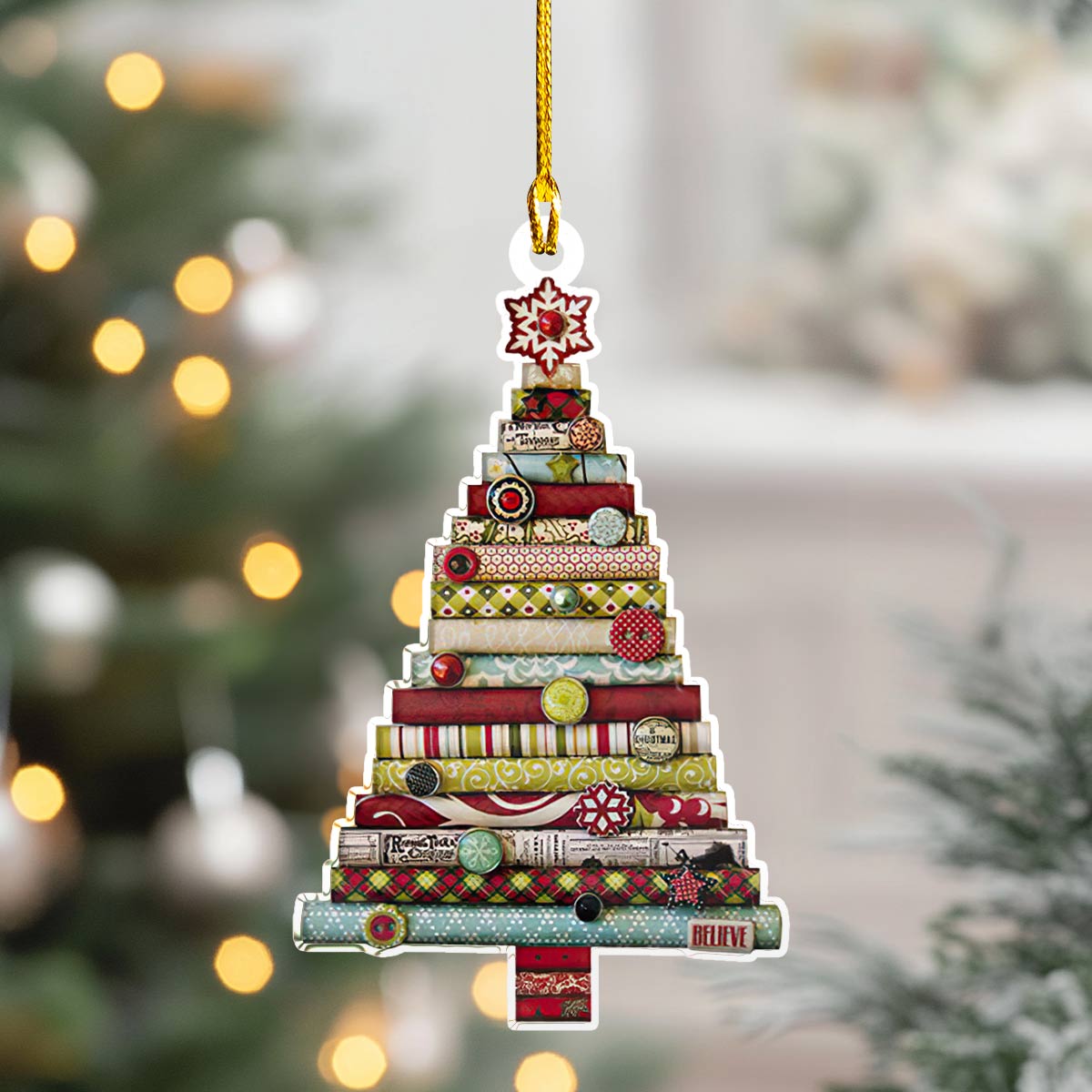 Acrylic Ornament Fabric Stack Tree Lovely Holiday Ornament Gift