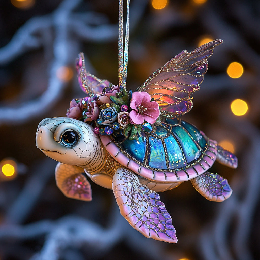 Acrylic Ornament Fairy Turtle Festive Merch Ornament Design