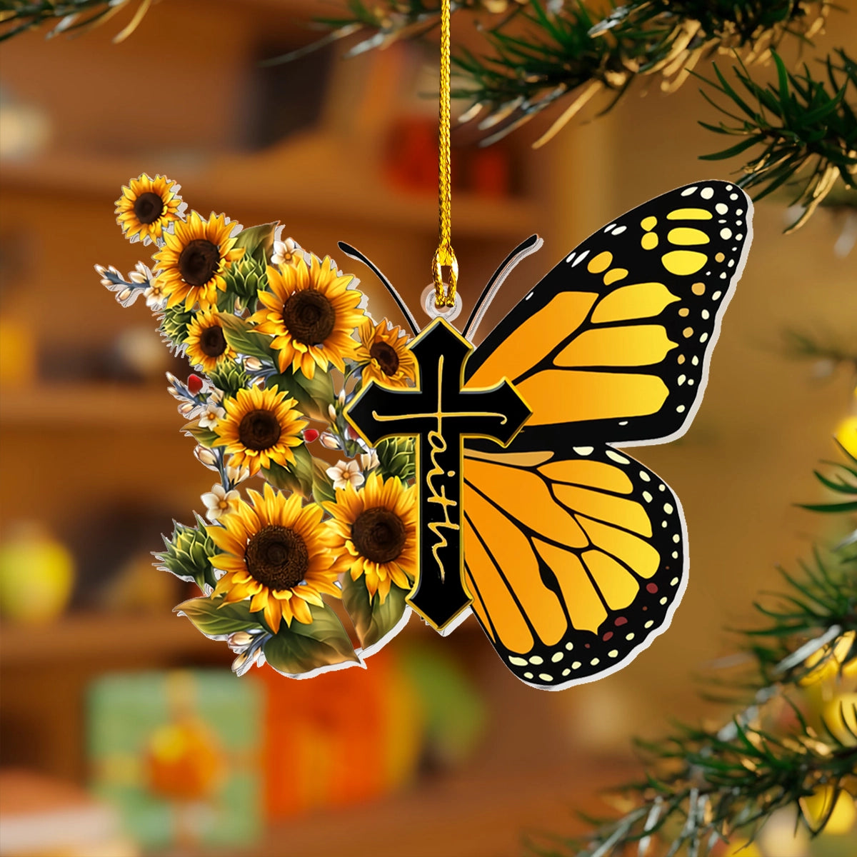 Acrylic Ornament Faith And Sunflower Wings Magical Christmas Spirit Ornament