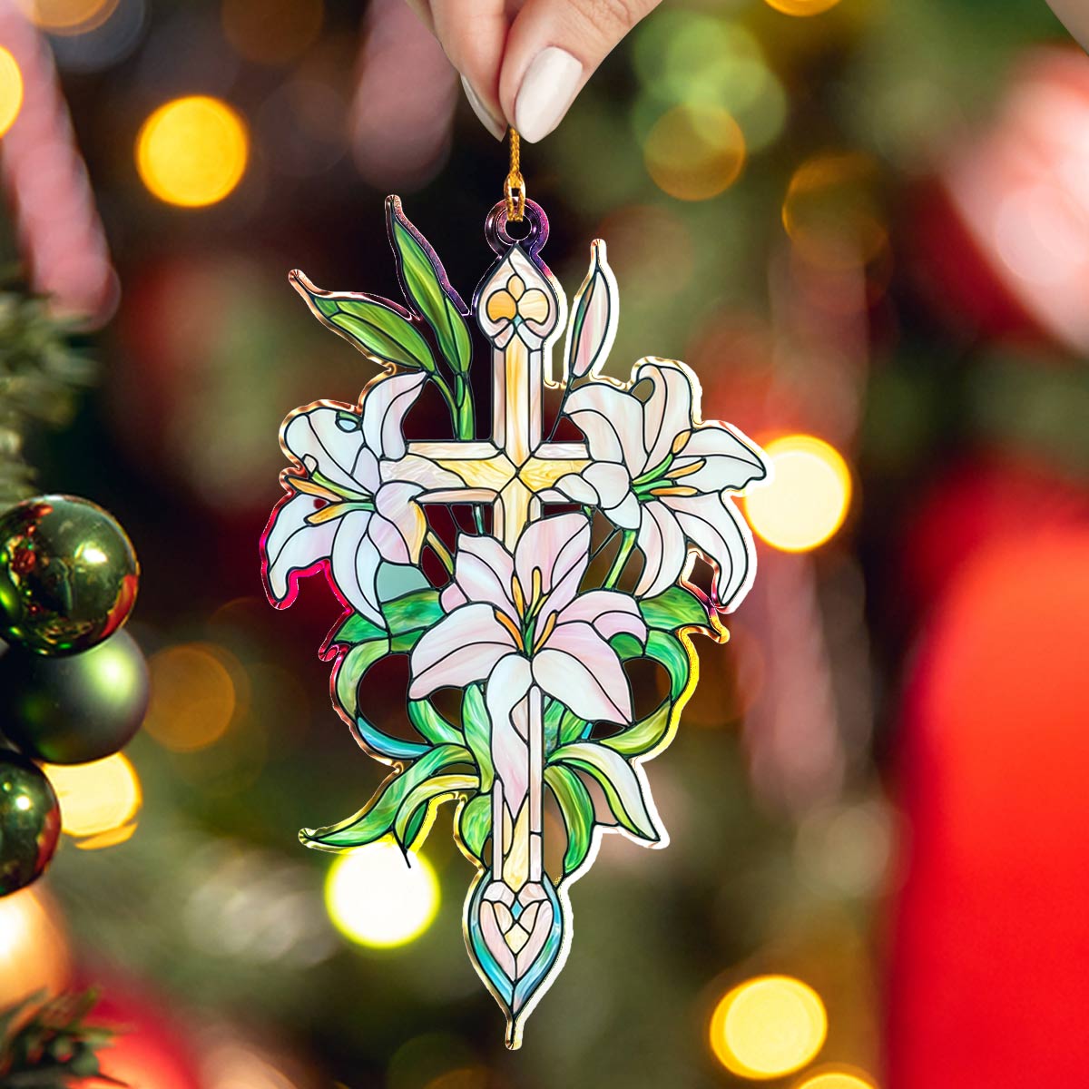 Acrylic Ornament Faith Lilies Stained Lovely Holiday Ornament Gift