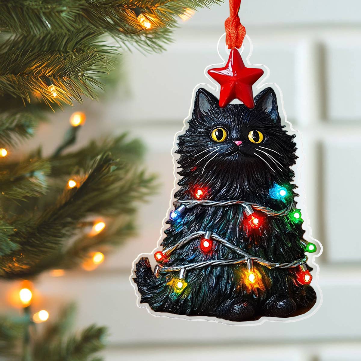 Acrylic Ornament Feline Christmas Stylish Holiday Ornament Design