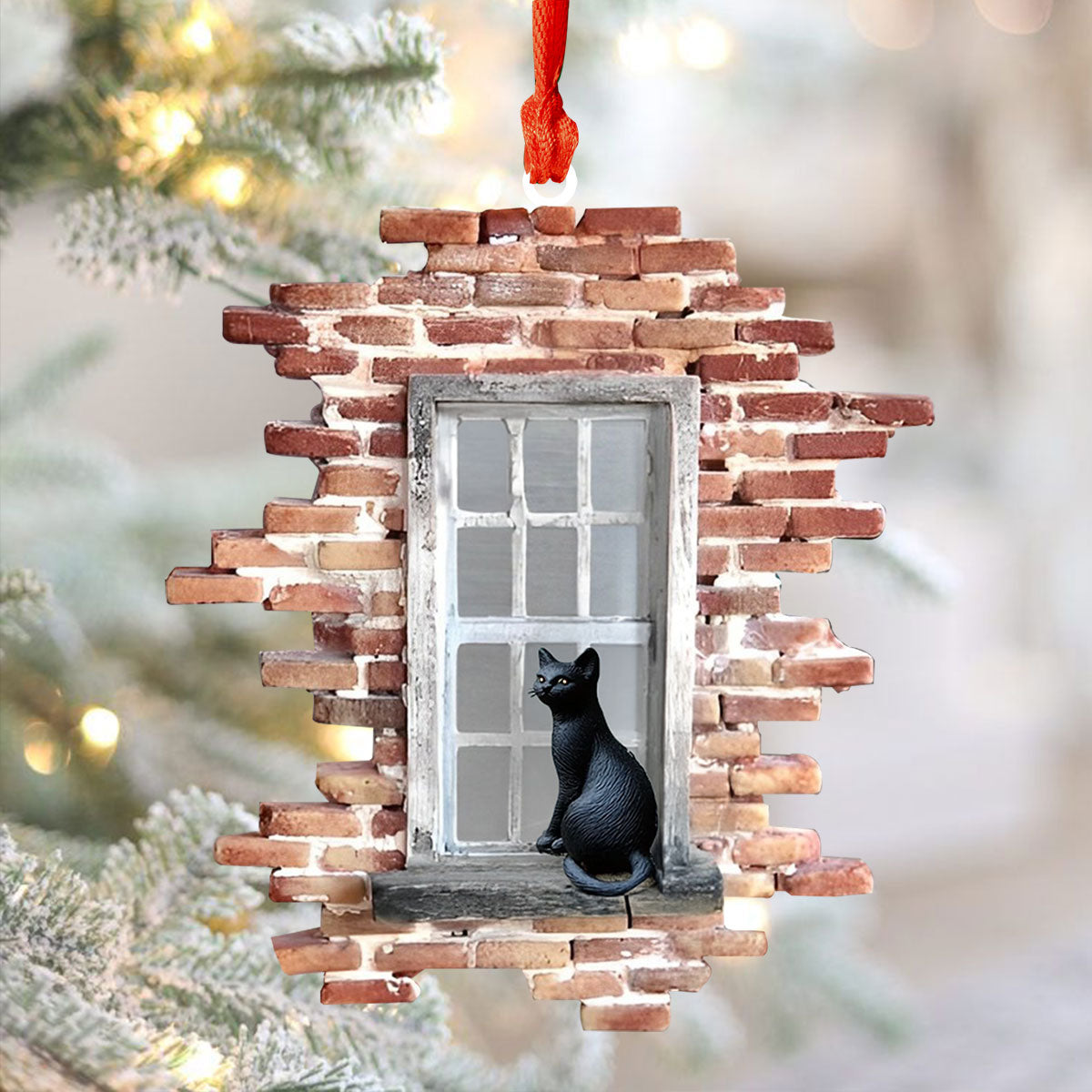 Acrylic Ornament Feline In The Window Festive Living Room Ornament