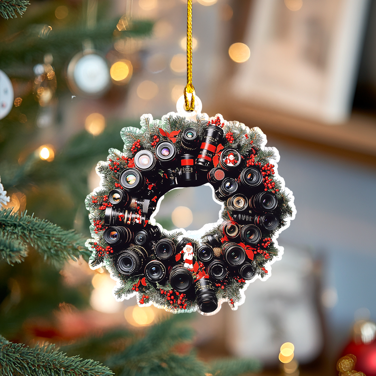 Acrylic Ornament Festive Camera Lens Warm Winter Home Ornament