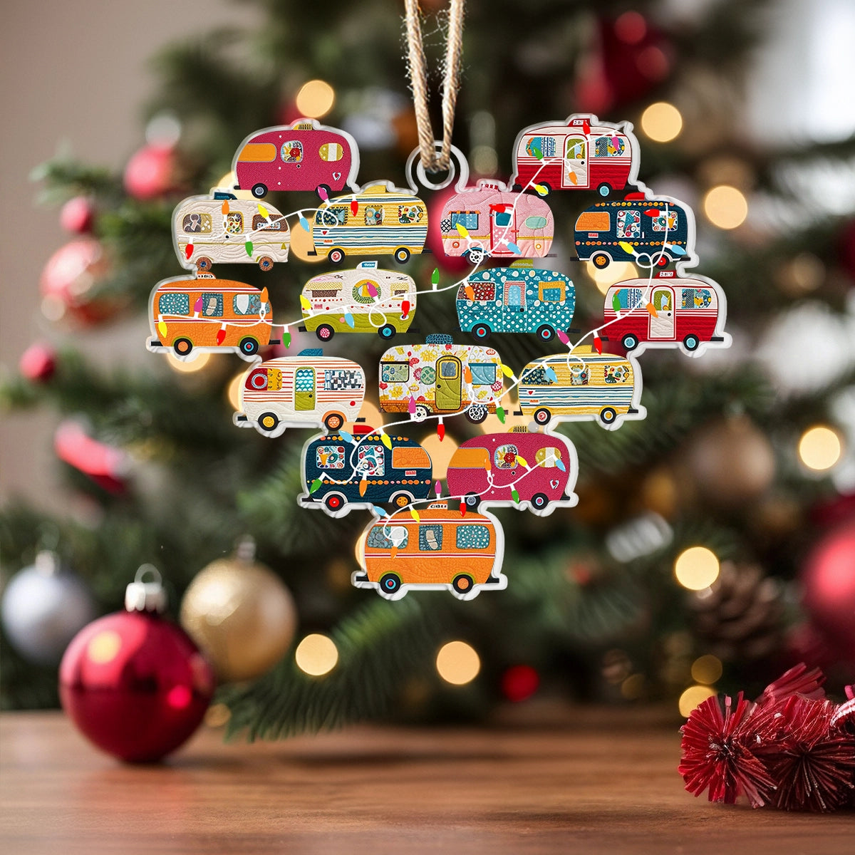 Acrylic Ornament Festive Camper Caravan Lovely Holiday Ornament Gift