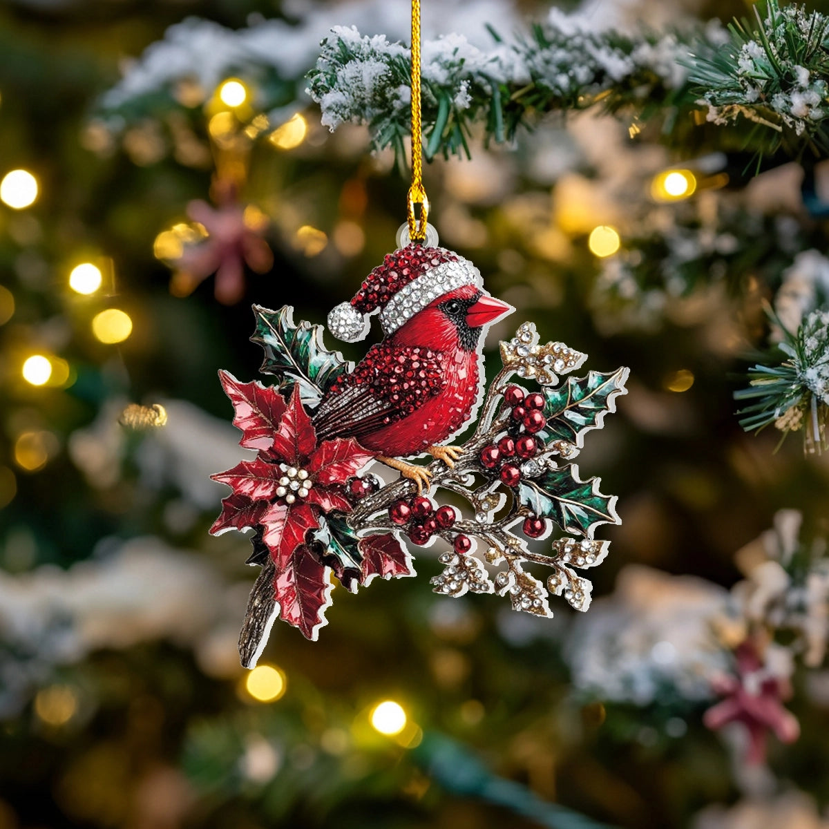 Acrylic Ornament Festive Cardinal Joyful Tree Ornament Collection