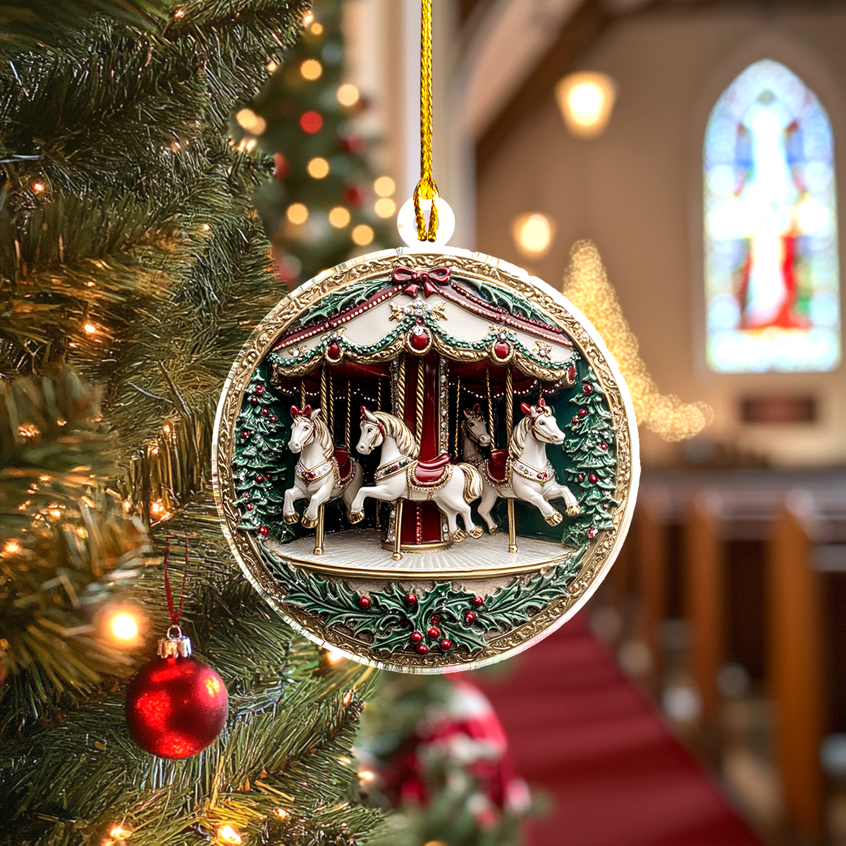 Acrylic Ornament Festive Carousel Horse Beautiful Christmas Ornament