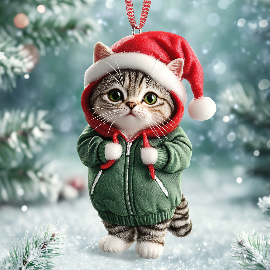 Acrylic Ornament Festive Cute Cat Unique Keepsake Ornament Gift