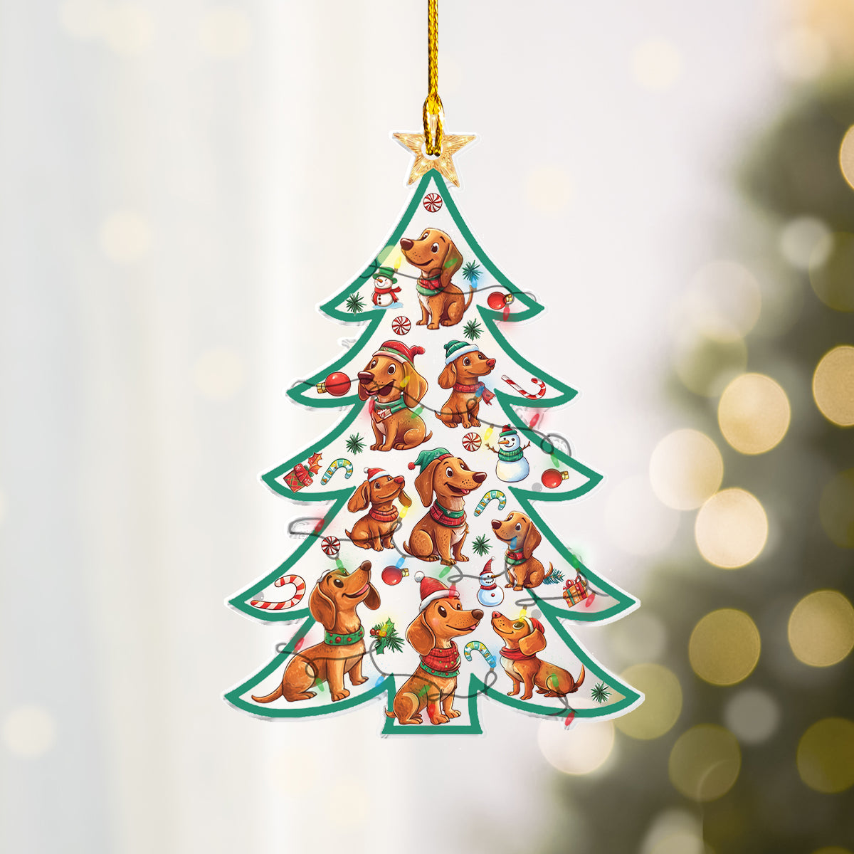 Acrylic Ornament Festive Dachshund Christmas Tree Heartwarming Holiday Decoration
