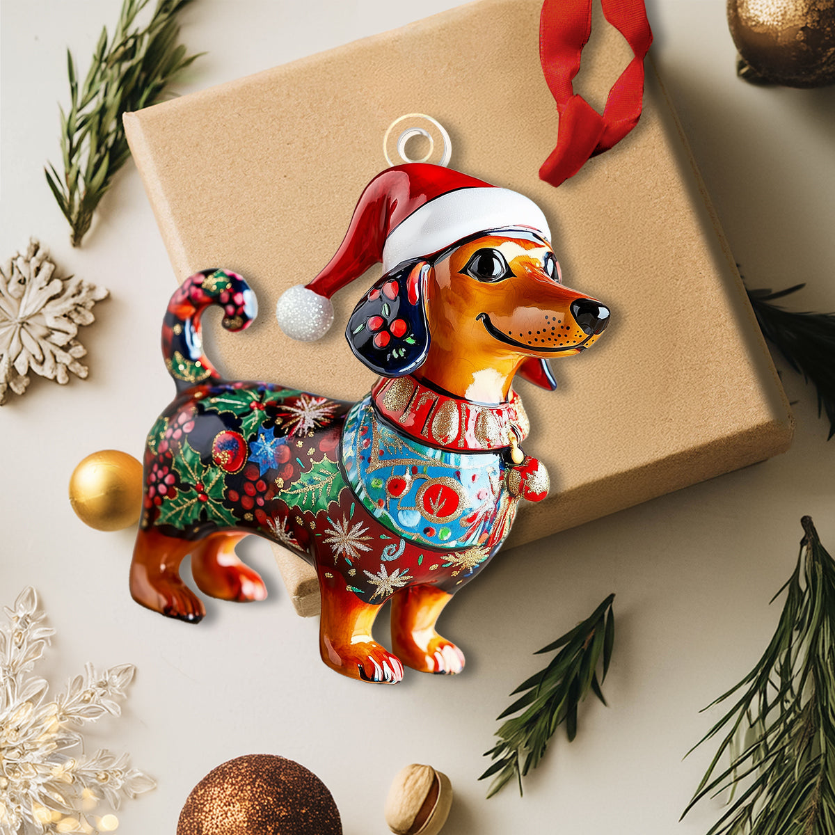 Acrylic Ornament Festive Dachshund Colllection Beautiful Ornament For Family