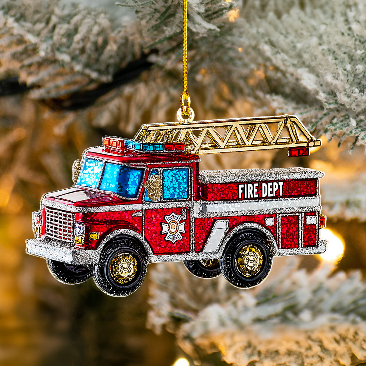 Acrylic Ornament Festive Fire Engine Holiday Merch Collection