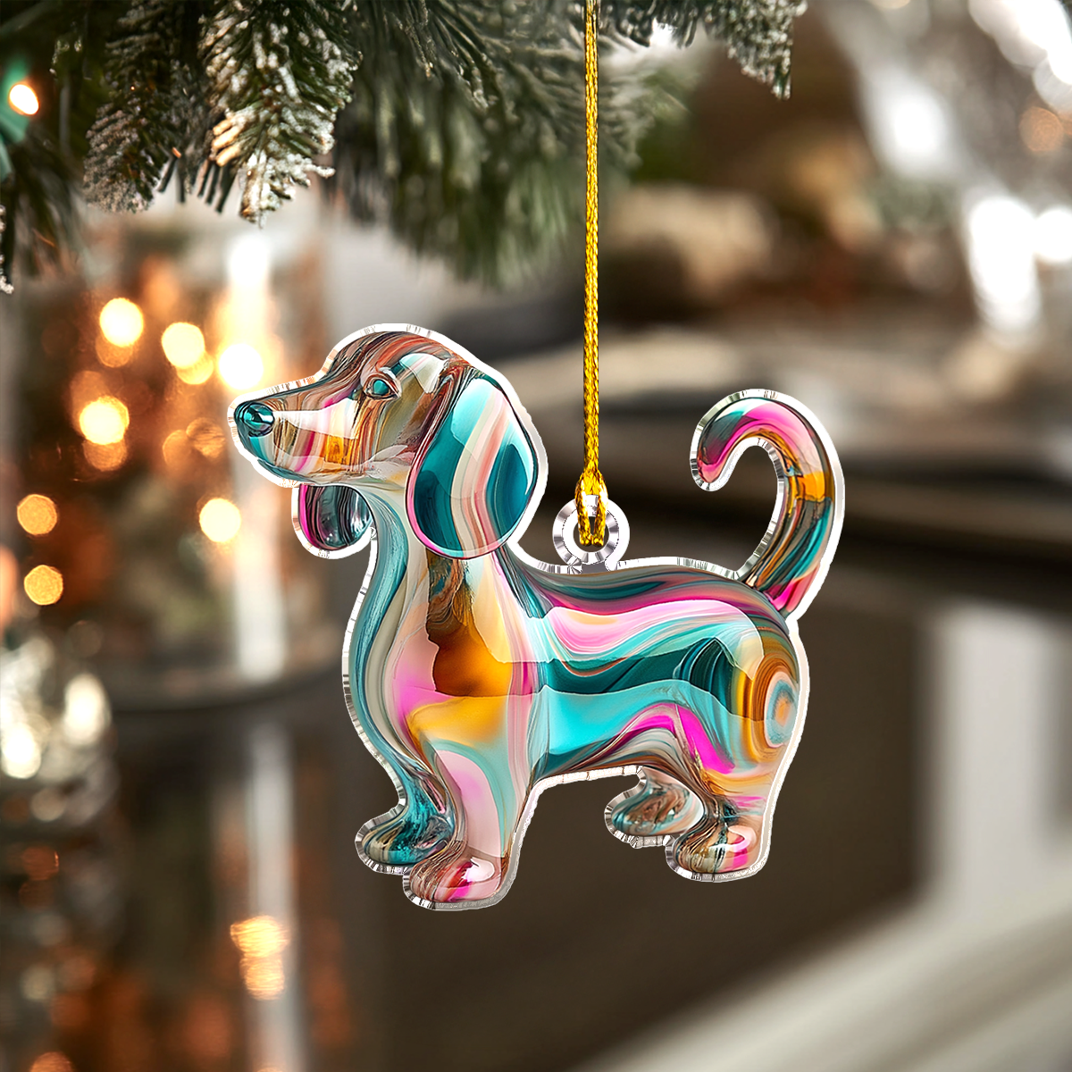Acrylic Ornament Festive Fluid Dachshund Delight Beautiful Home Ornament Gift