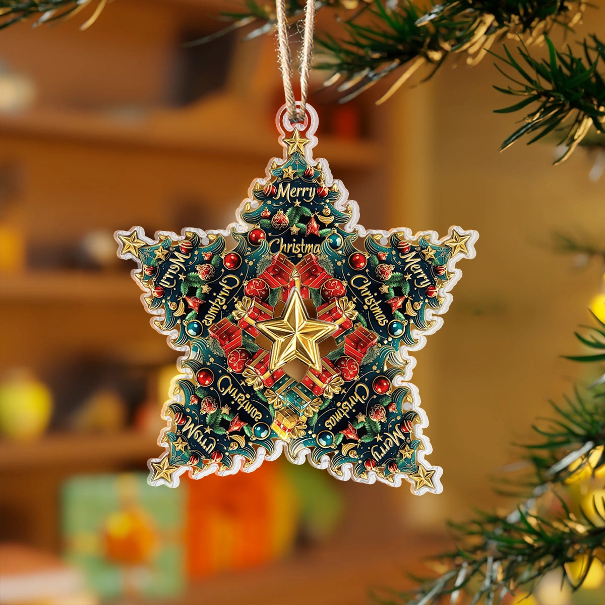 Acrylic Ornament Festive Star Of Joy Cute Custom Christmas Ornament