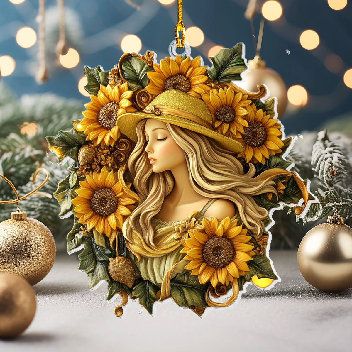 Acrylic Ornament Fields Of Gold Sunflower Joyful Christmas Ornament Keepsake