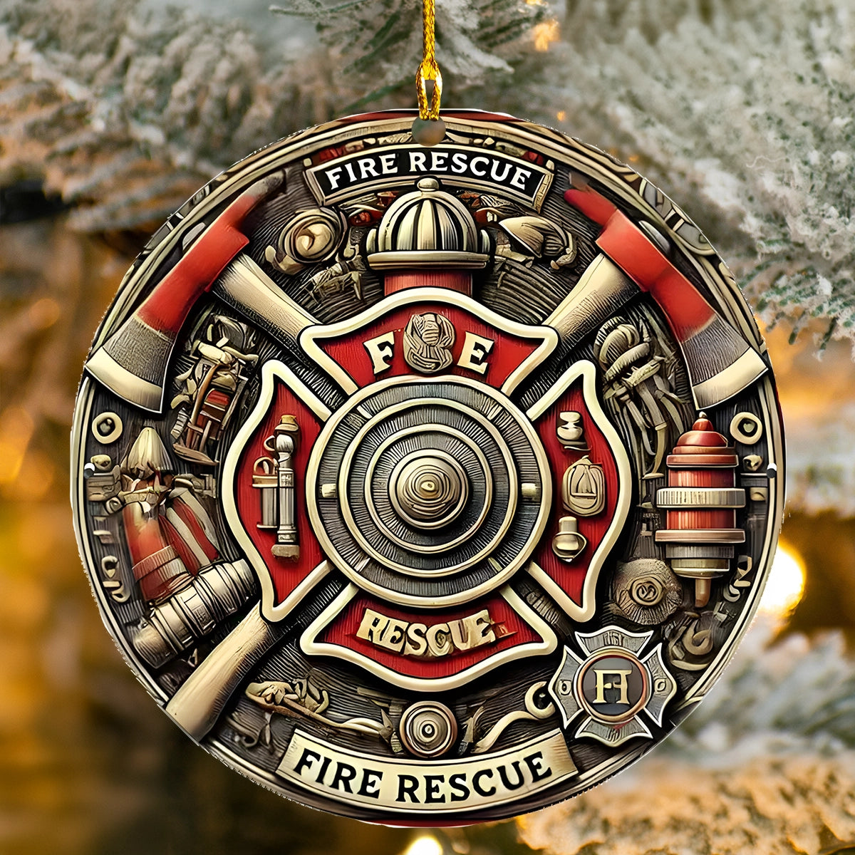 Acrylic Ornament Firefighters Emblem Christmas Perfect Merch Gift Idea