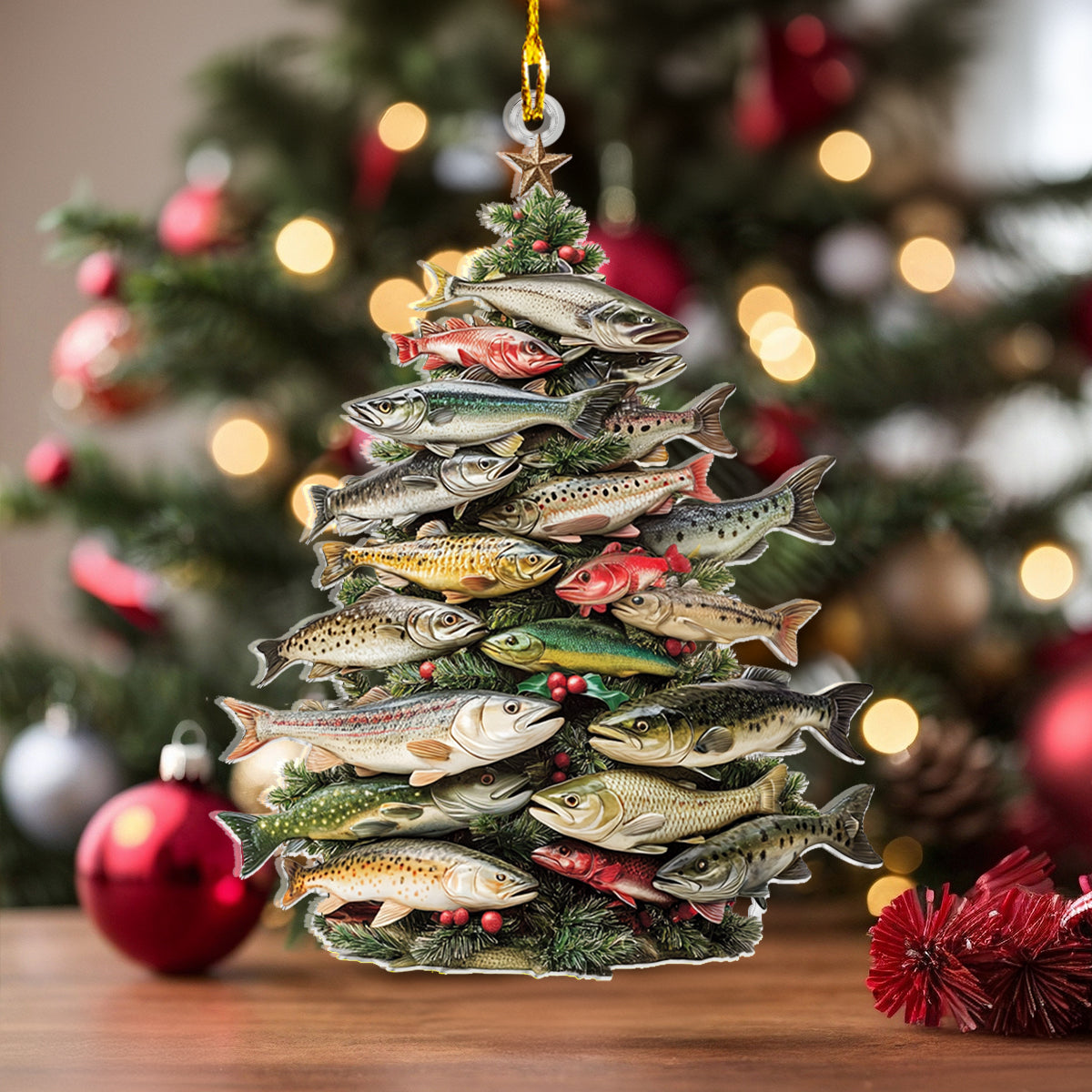 Acrylic Ornament Fishing Christmas Tree Festive Christmas Tree Ornament