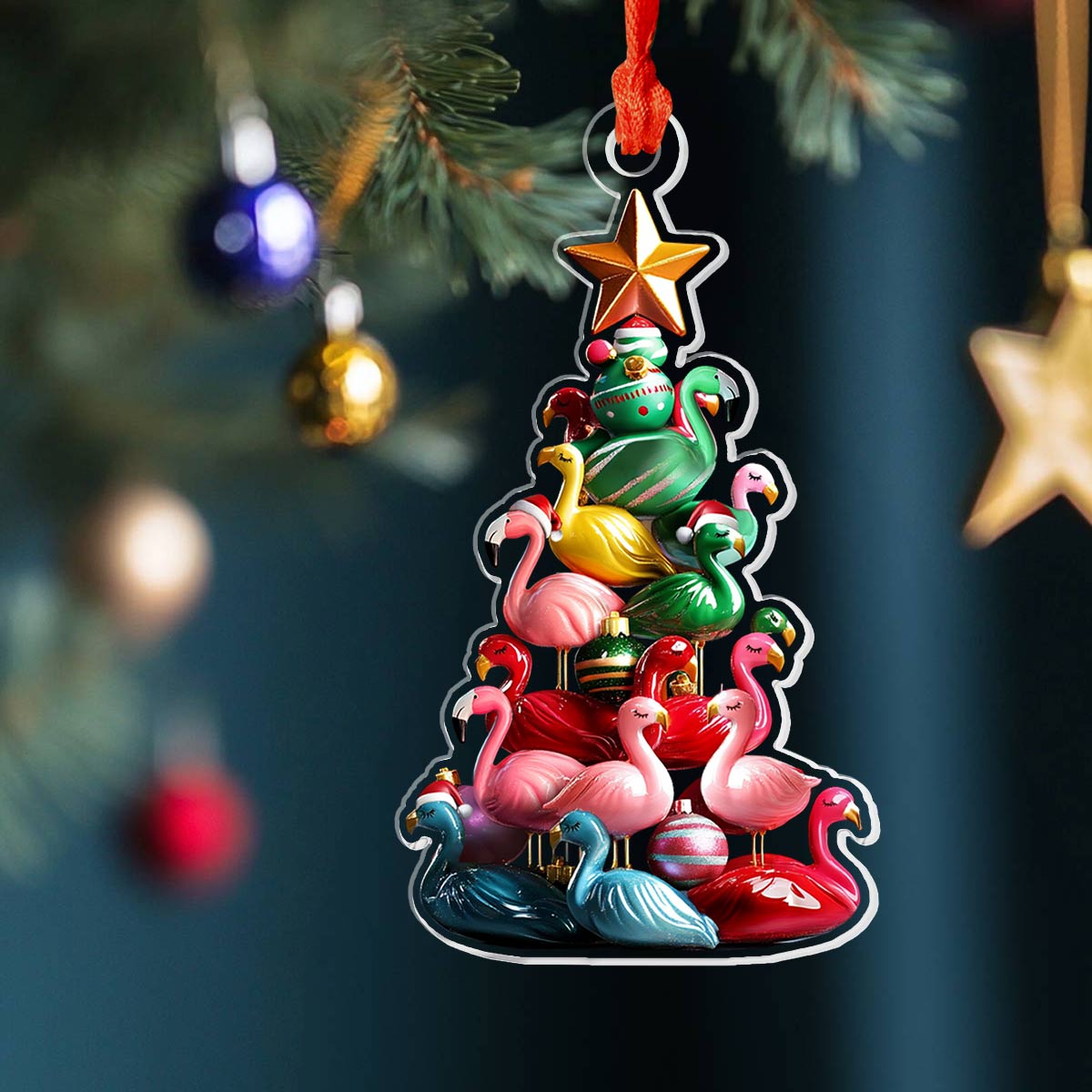 Acrylic Ornament Flamingo Christmas Tree Beautiful Ornament For Family