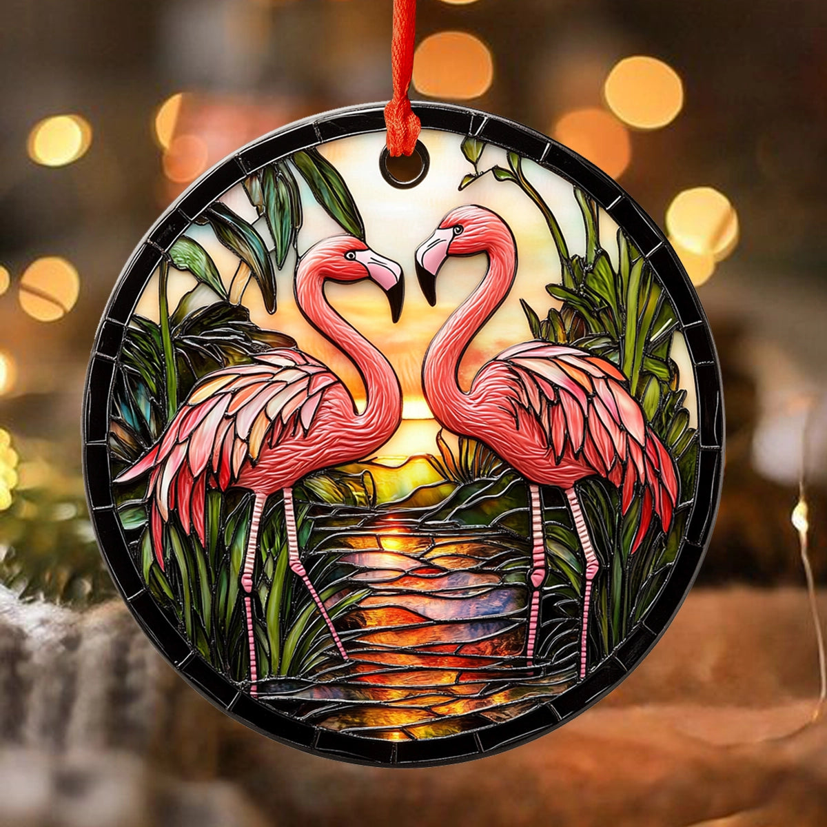 Acrylic Ornament Flamingo Love Stylish Merch Ornament Design