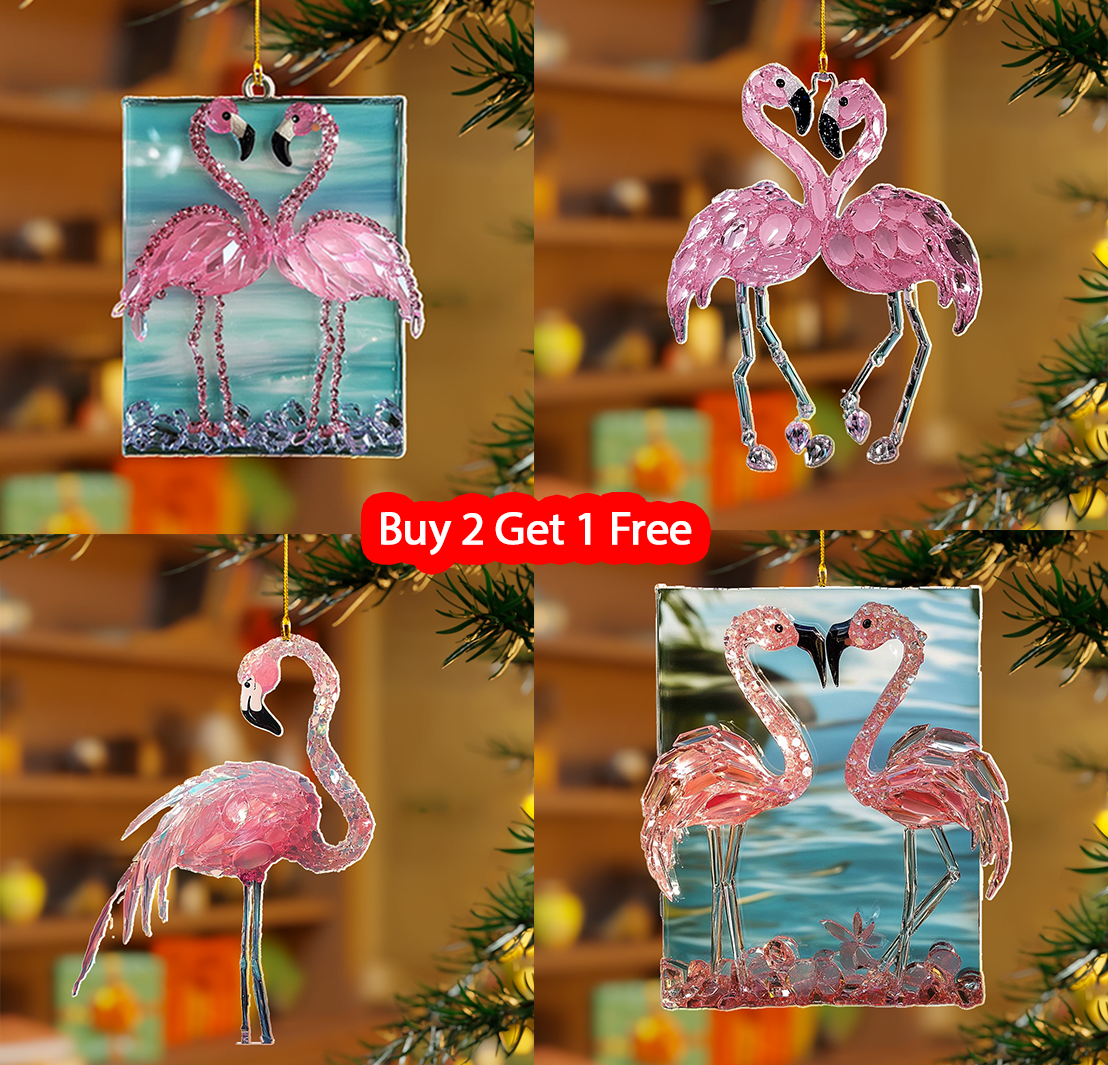 Acrylic Ornament Flamingo Sparkle Festive Living Room Ornament