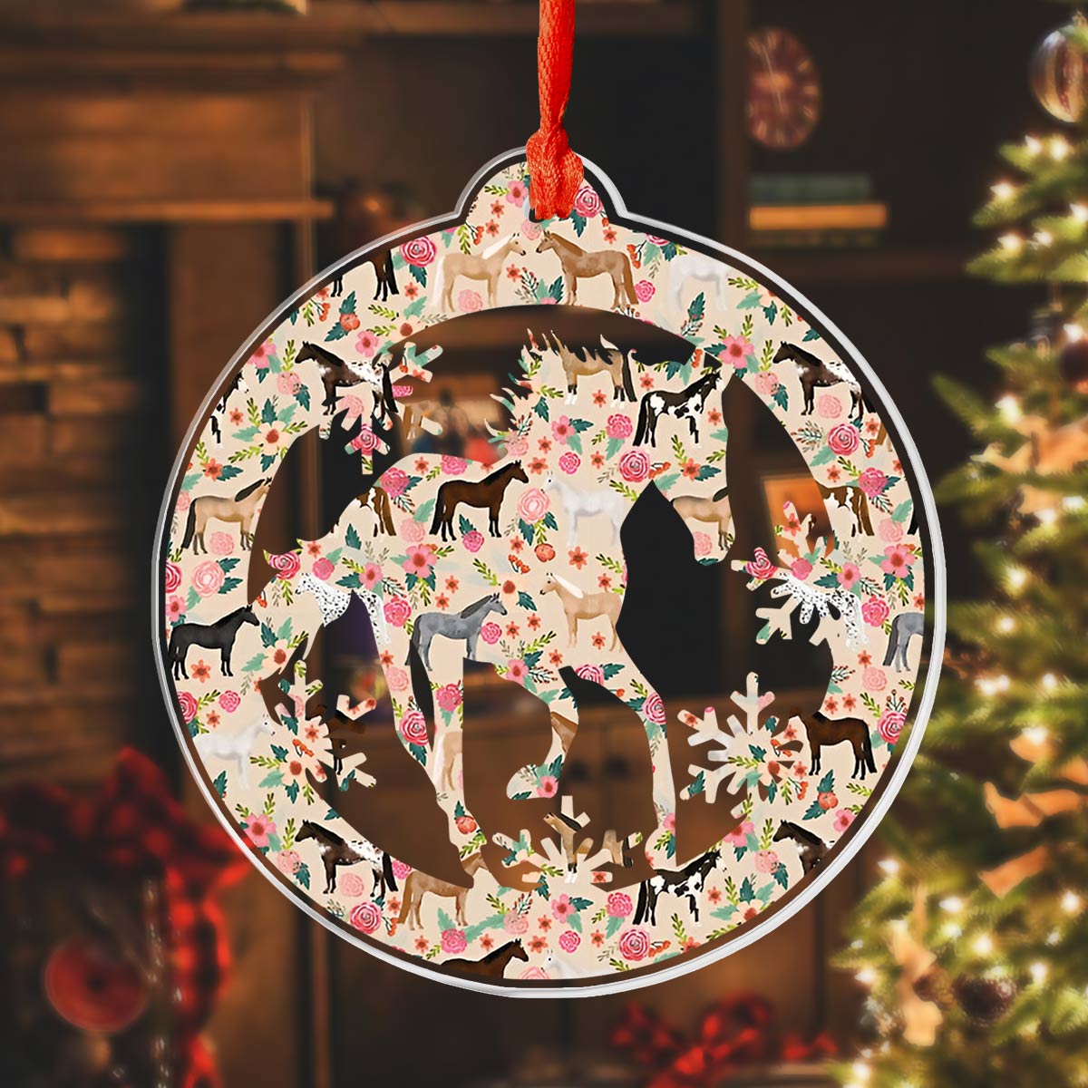 Acrylic Ornament Floral Horse Special Holiday Tree Decor
