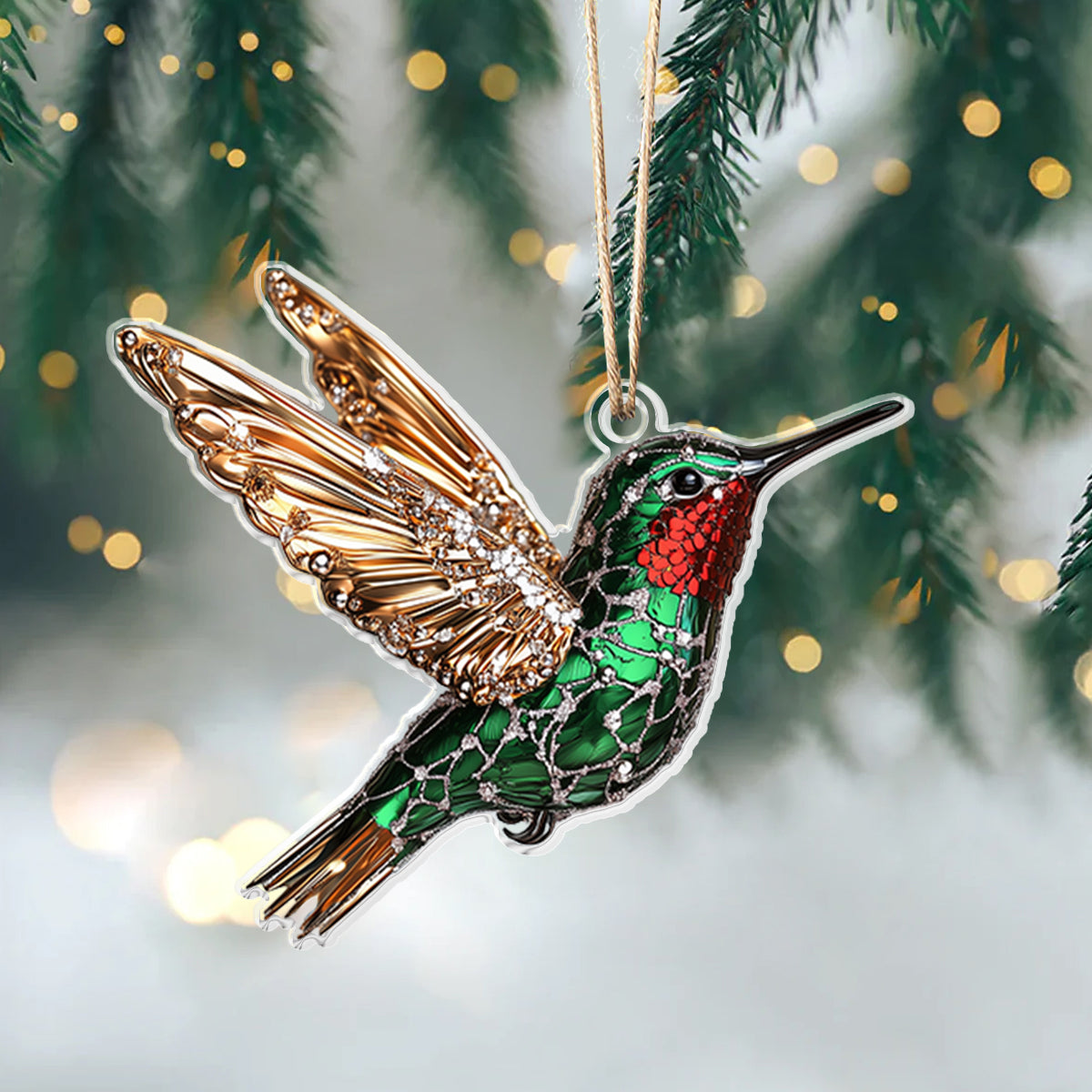 Acrylic Ornament Floral Hummingbird.1 Memorable Family Ornament