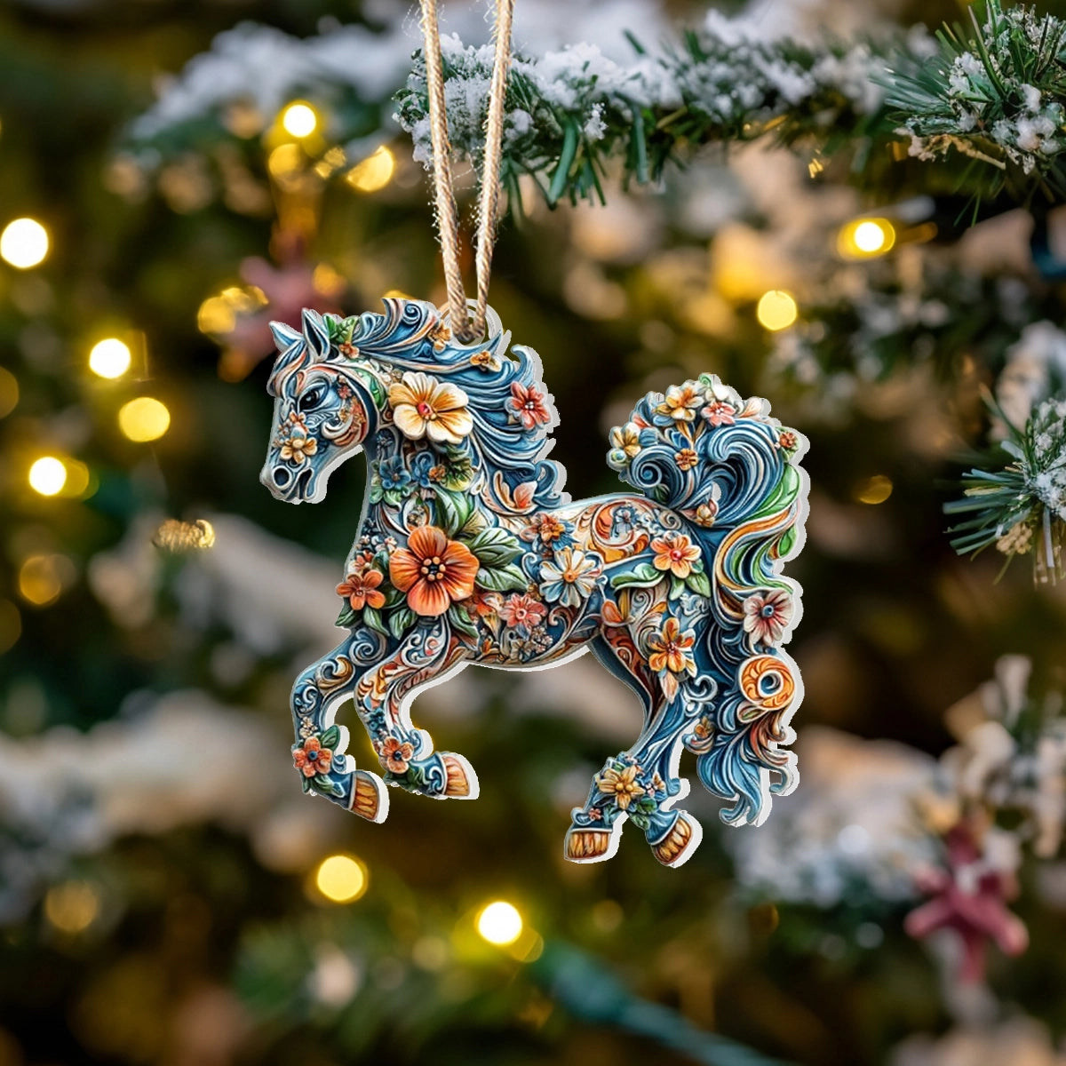 Acrylic Ornament Floral Majesty Horse Heartwarming Family Ornament Keepsake
