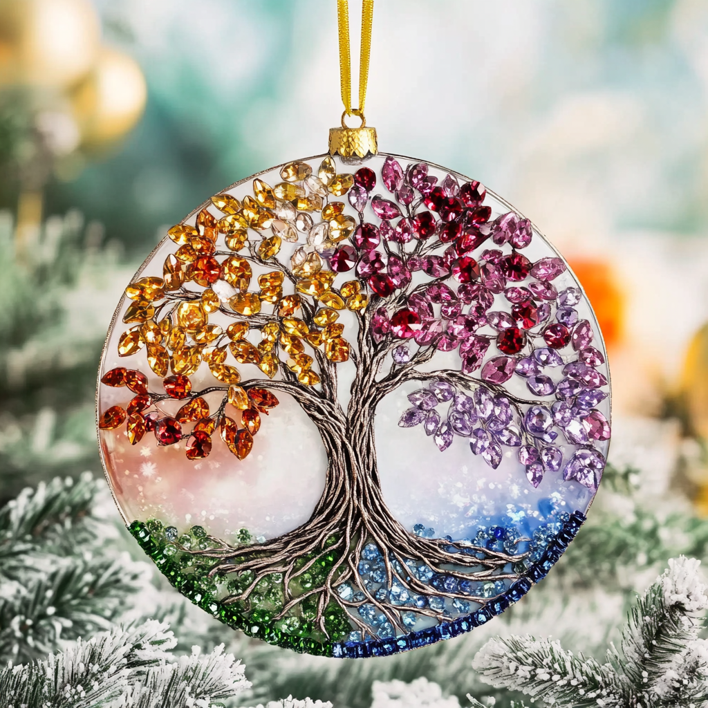 Acrylic Ornament Four Season Tree Of Life Stylish Holiday Ornament Design