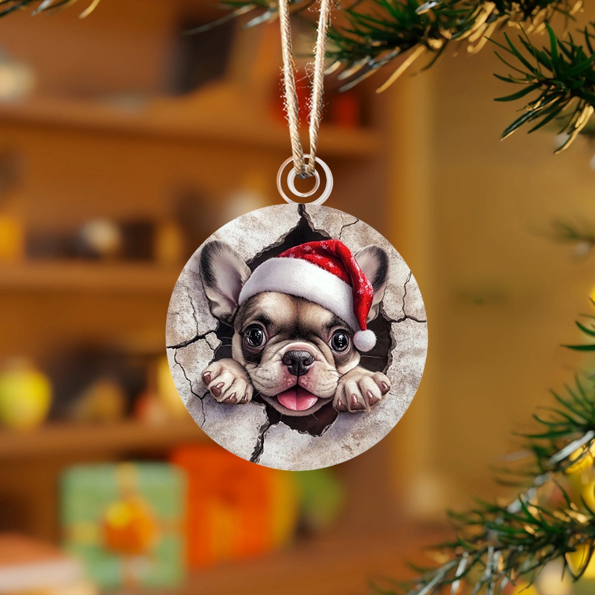 Acrylic Ornament Frenchie Peekaboo Christmas Lovely Ornament Gift For Him