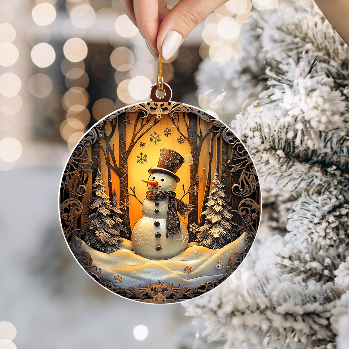 Acrylic Ornament Frosted Snowman Christmas Ornament for Merch Lovers