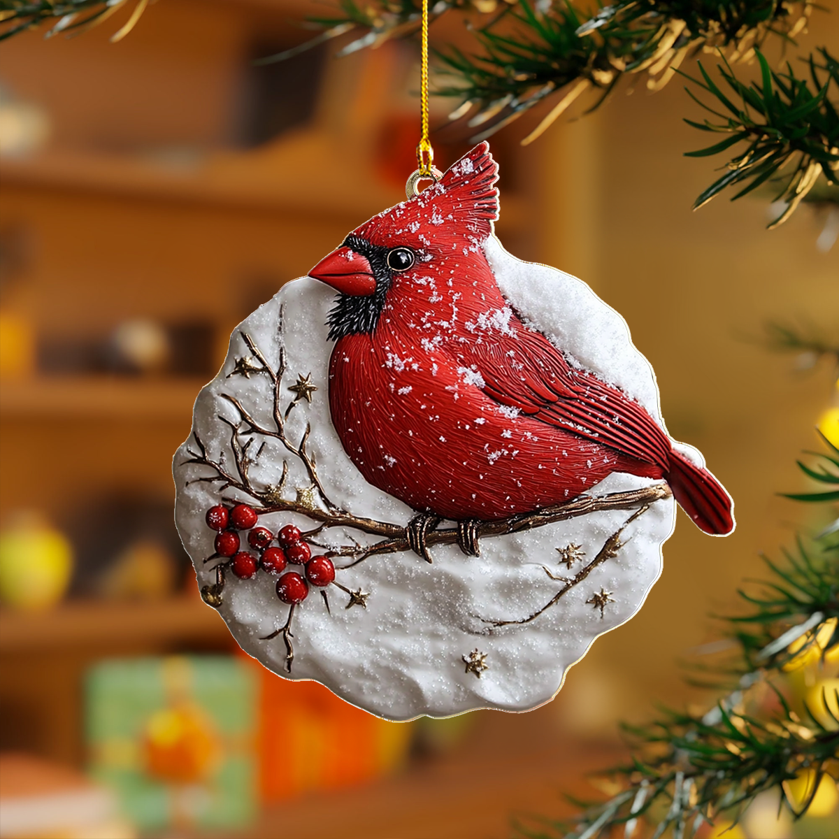 Acrylic Ornament Frosty Cardinal Whisper Charming Holiday Home Decoration
