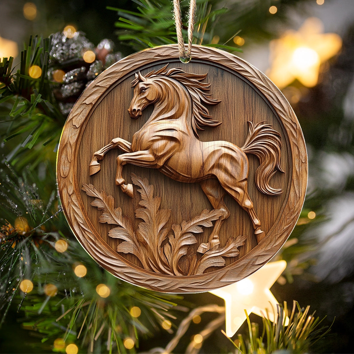 Acrylic Ornament Galloping Grace Horse Cozy Christmas Tree Decoration