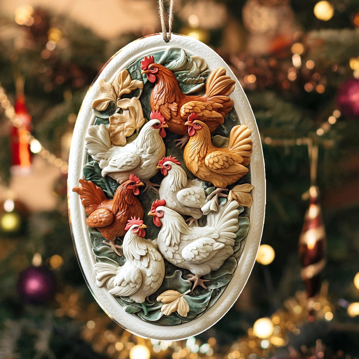 Acrylic Ornament Garden Rooster Harmony Joyful Tree Ornament Collection Heartfelt Gift For Mom And Dad