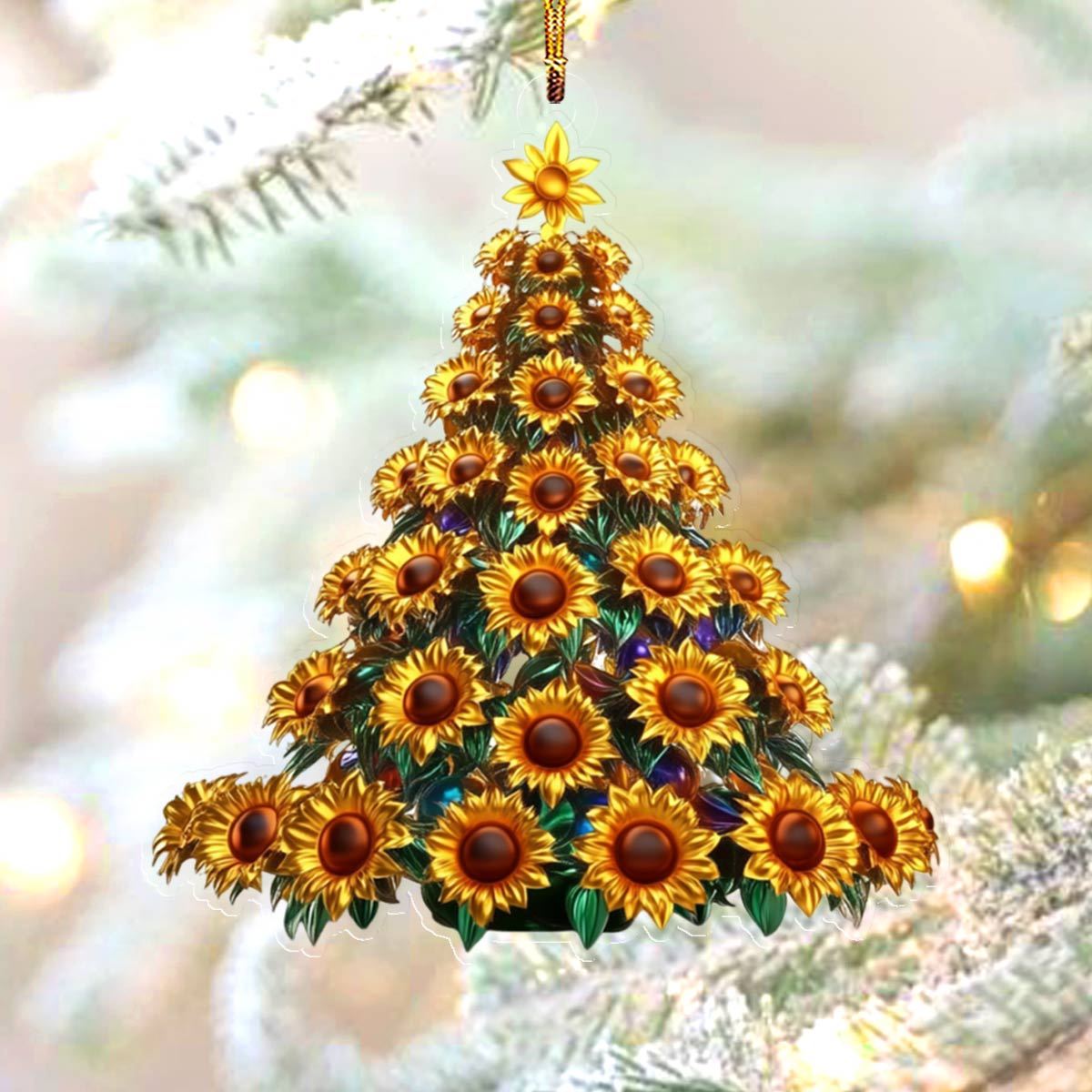 Acrylic Ornament Gentle Christmas Tree Sunflowers Perfect Holiday Tree Decoration