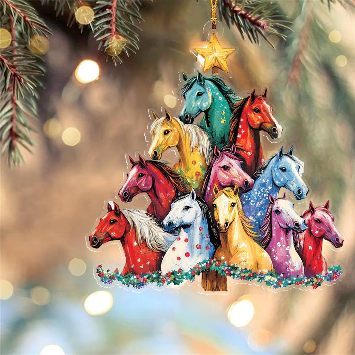 Acrylic Ornament Gentle Merry Christmas Horses Festive Living Room Ornament