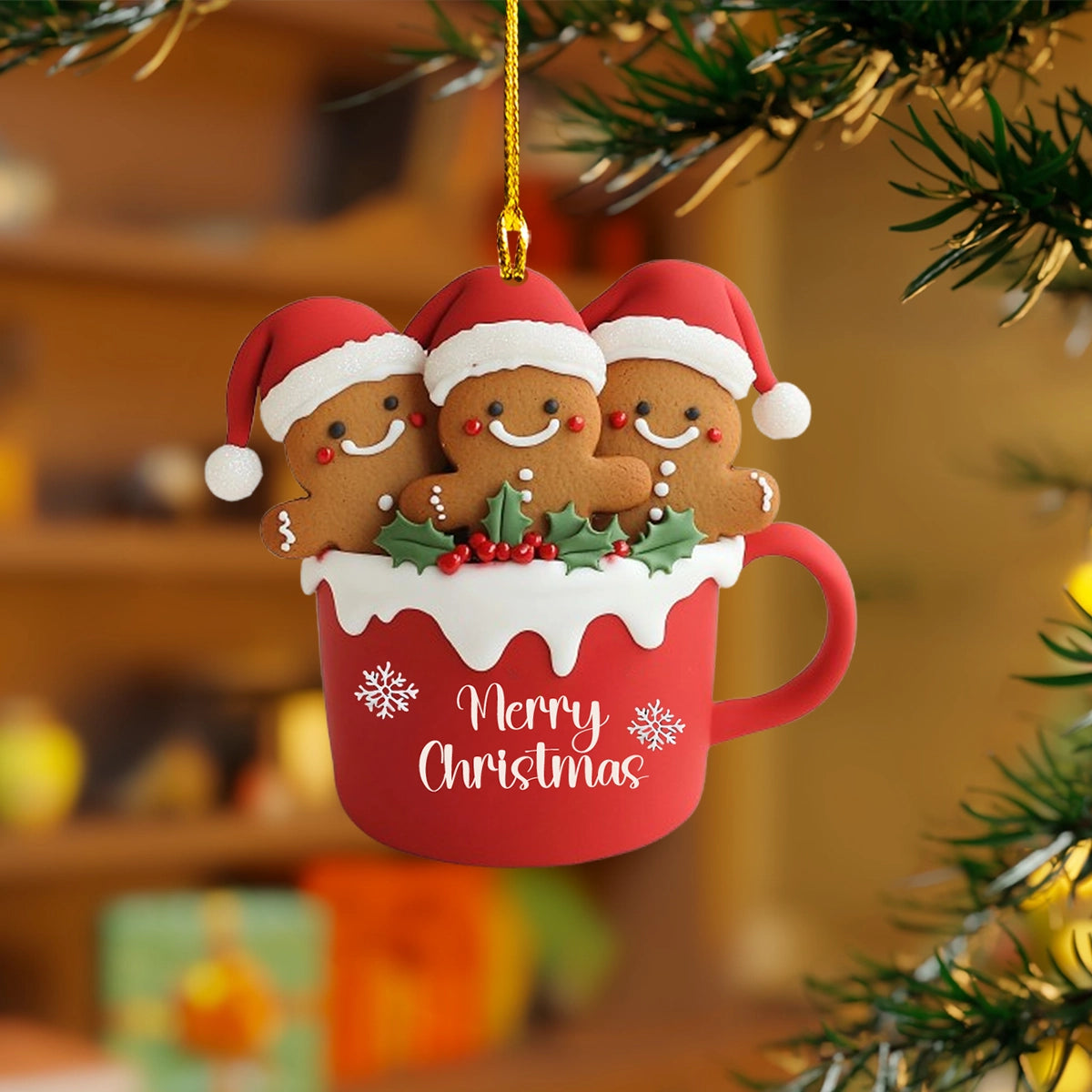 Acrylic Ornament Gingerbread Mug Merriment Perfect Ornament Gift For Her