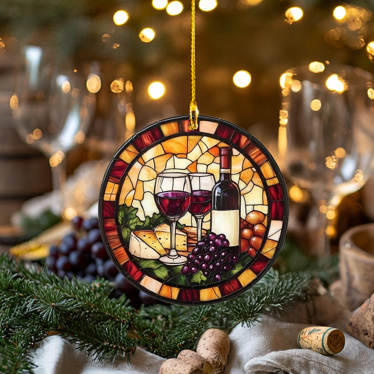 Acrylic Ornament Glass Wine Cheese Perfect Ornament Gift For Her