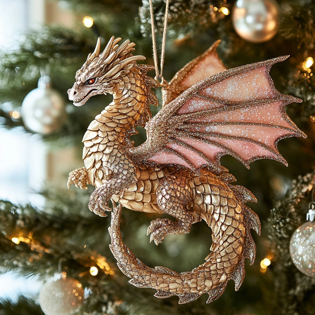 Acrylic Ornament Golden Ember Dragon Adorable Ornament For Friends