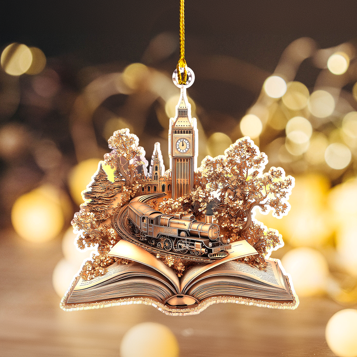 Acrylic Ornament Golden Hour Mystery Train Heartfelt Ornament For Mom