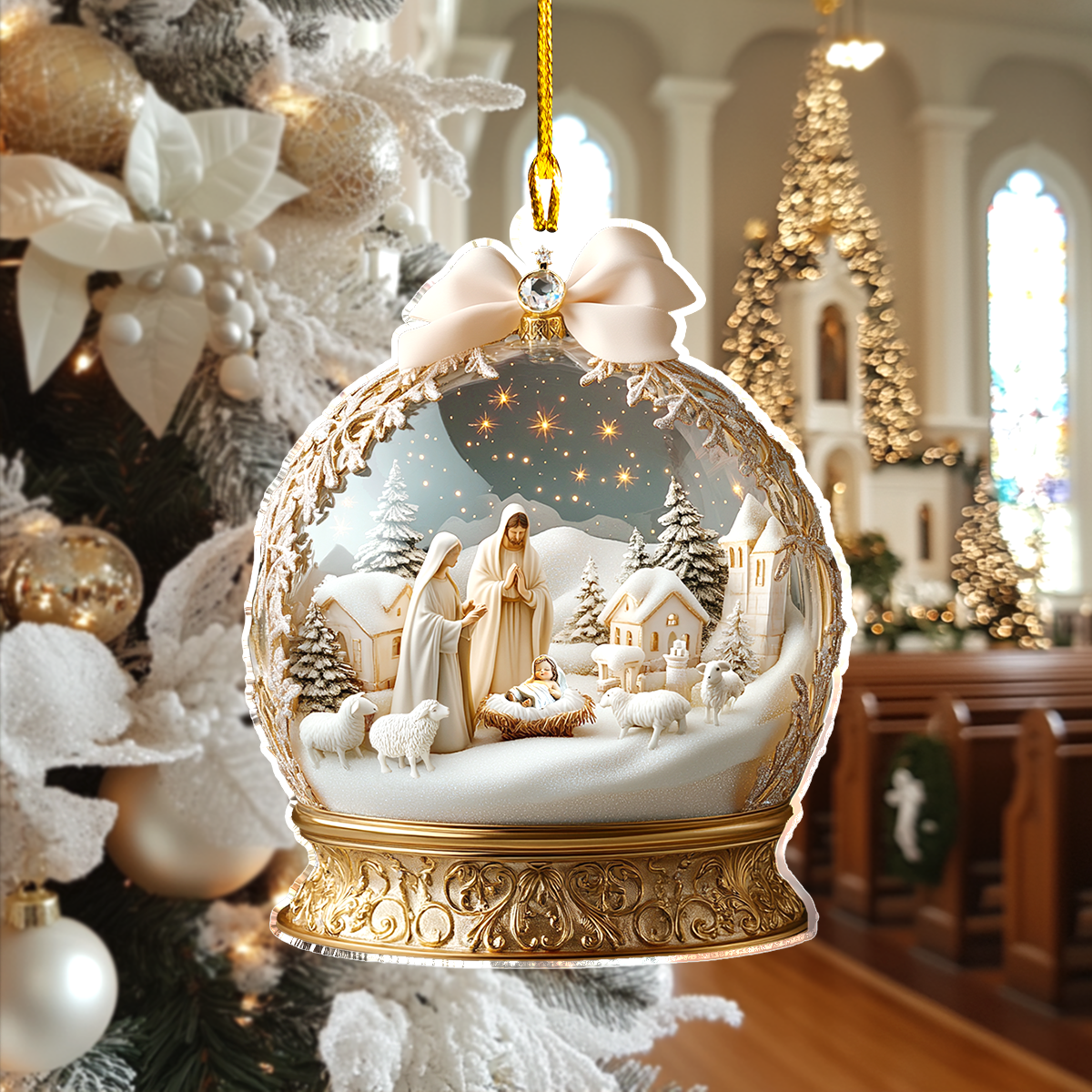 Acrylic Ornament Golden Light Of The Nativity Beautiful Ornament For Family