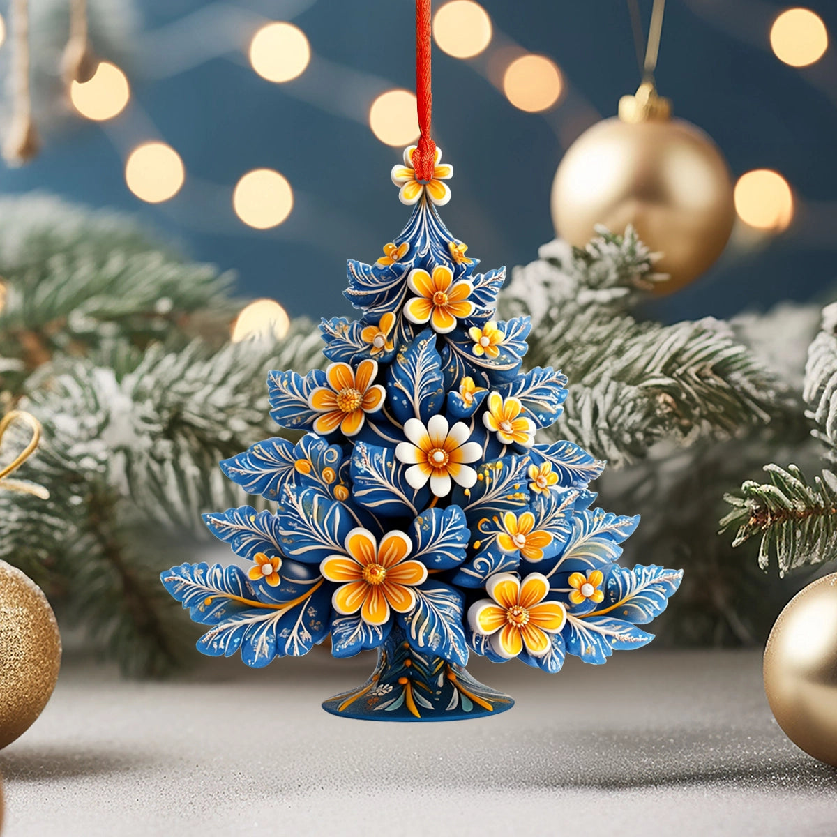 Acrylic Ornament Golden Petal Christmas Tree Charming Personalized Ornament