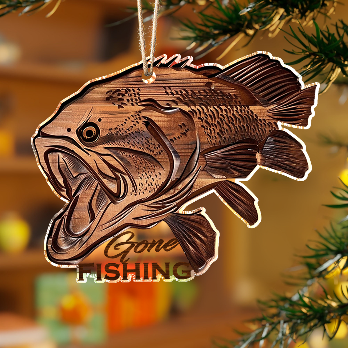 Acrylic Ornament Gone Fishing Cute Custom Christmas Ornament