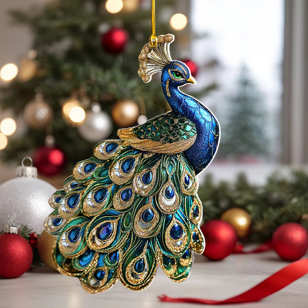Acrylic Ornament Gorgeous Blue Peacock Heartwarming Family Ornament Keepsake