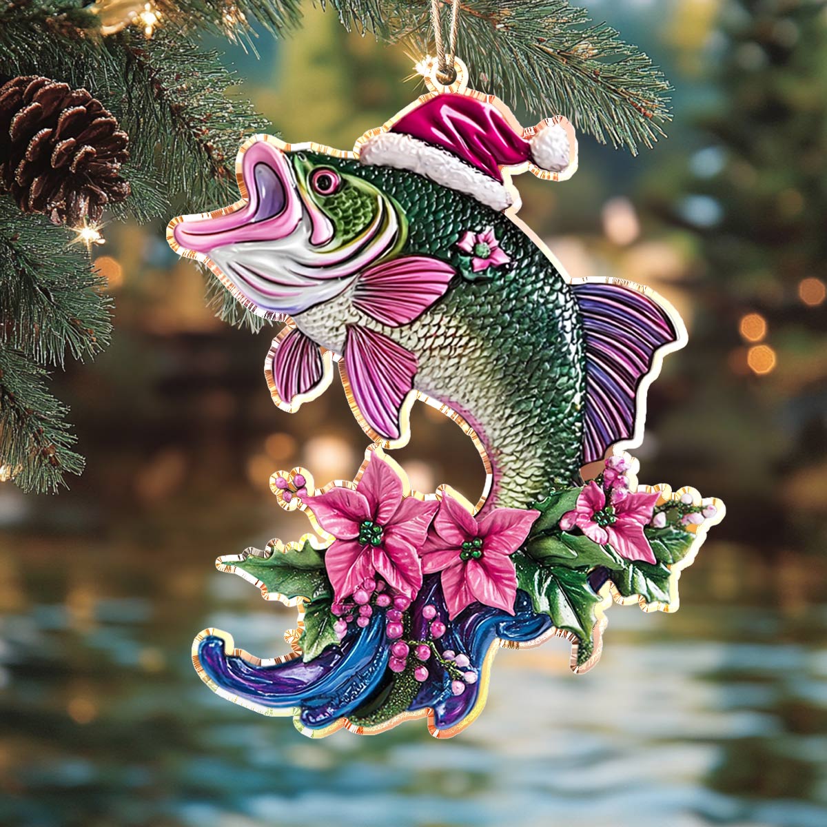 Acrylic Ornament Gorgeous Largemouth Bass Christmas Must-Have Holiday Tree Ornament