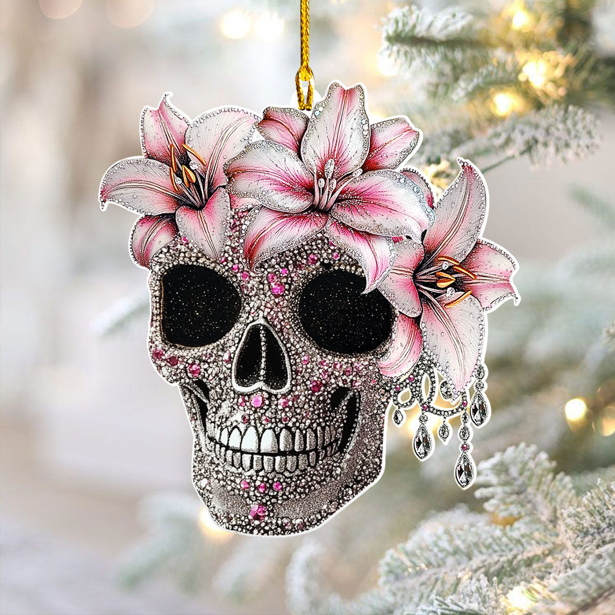 Acrylic Ornament Gothic Bloom Skull Cute Custom Christmas Ornament