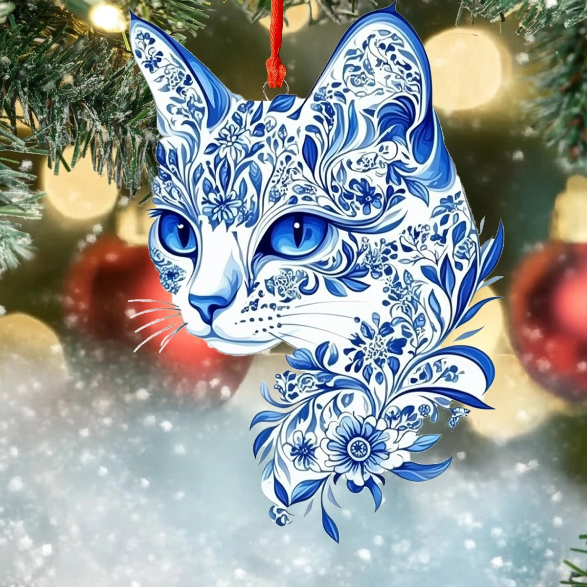 Acrylic Ornament Graceful Cat Flourish Magical Christmas Spirit Ornament