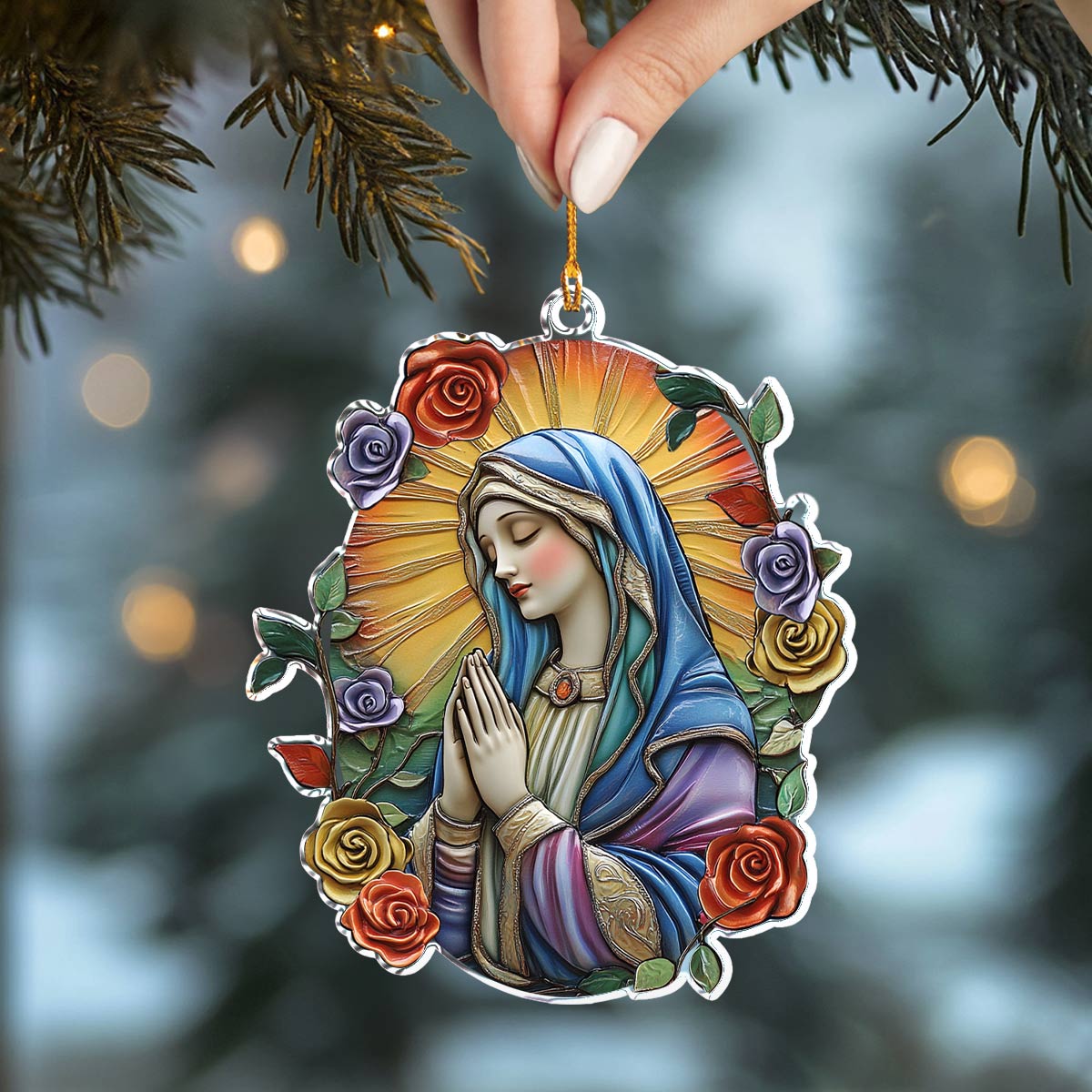 Acrylic Ornament Graceful Prayer Elegant Christmas Tree Ornament Creative Printed Merch Design