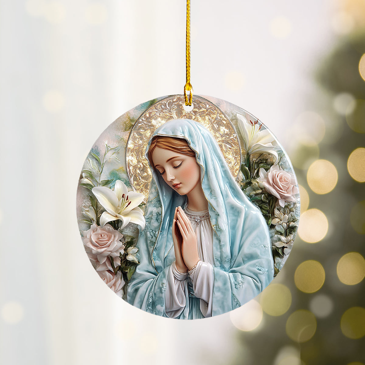 Acrylic Ornament Graceful Virgin Mary Warm Winter Home Ornament Trendy Everyday Merch Gift